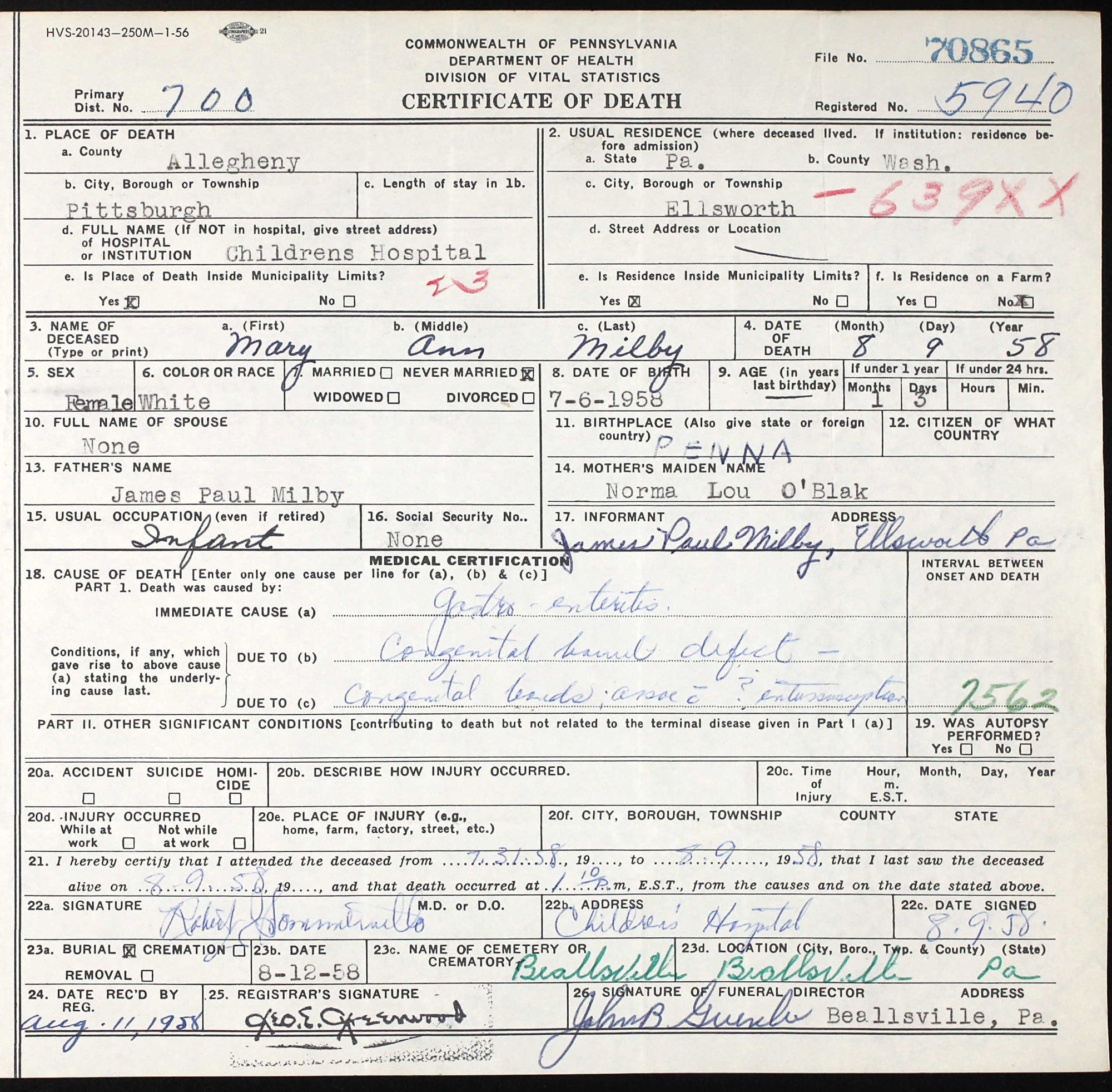 death certificate
